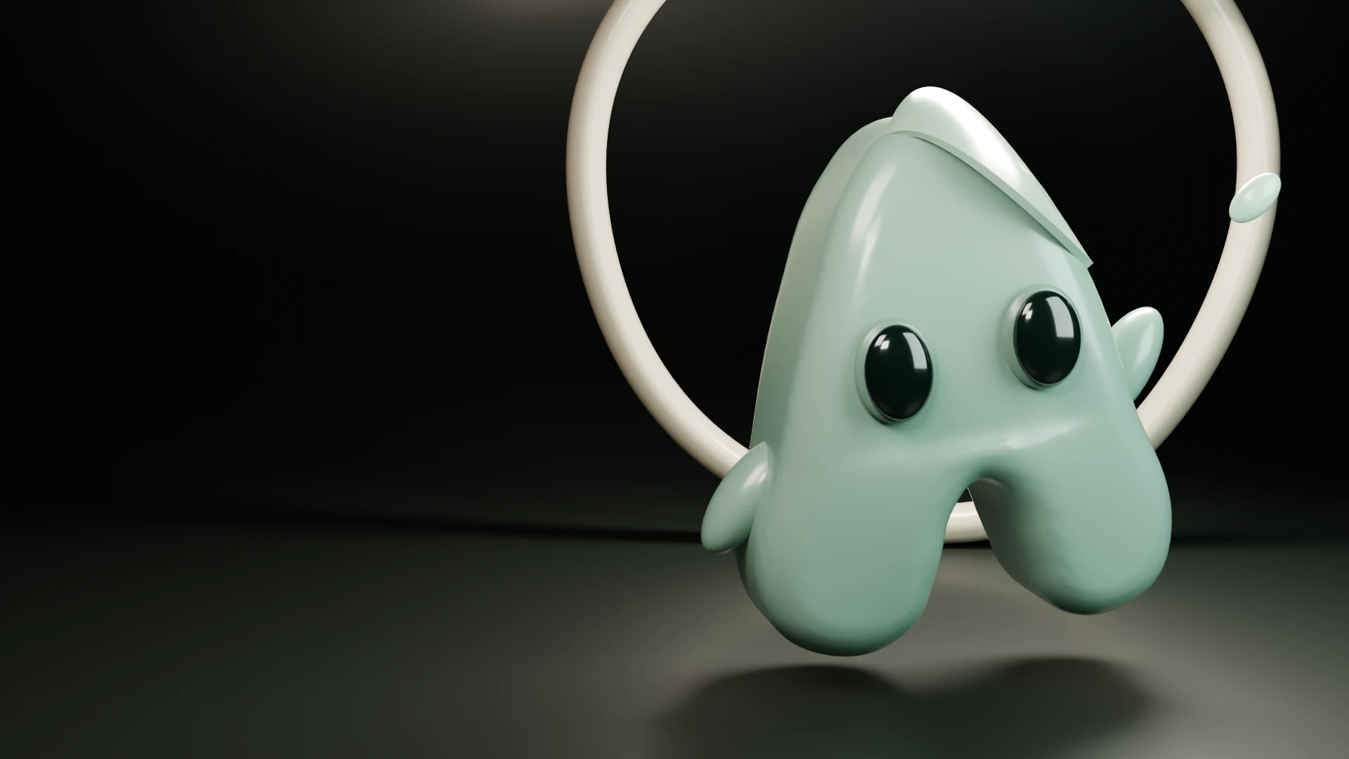 Ami, a curious celadon ceramic companion shaped like the letter A, greeting you beside an ivory porcelain circle.